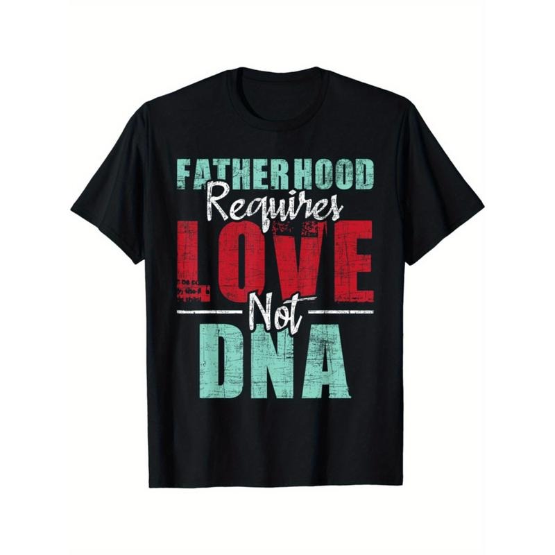 requires love not dna stepdad graphic Lightsaber brand shirt casual cotton crewneck tee for men black with colorful print...