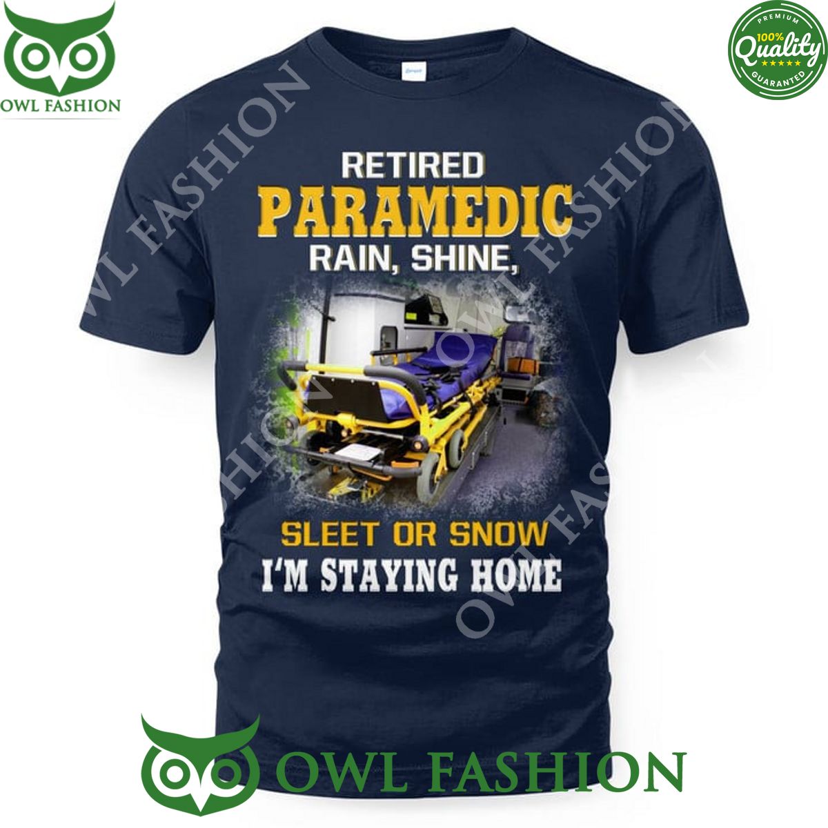 Retired Paramedic Rain Shine Sleet or snow I am staying home t shirt