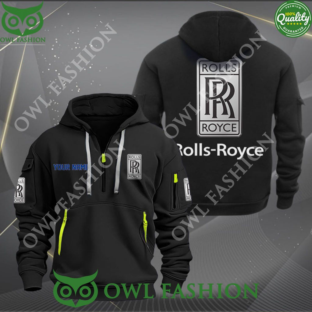Rolls Royce Brand Logo Personalized 2D Half Zipper Hoodie