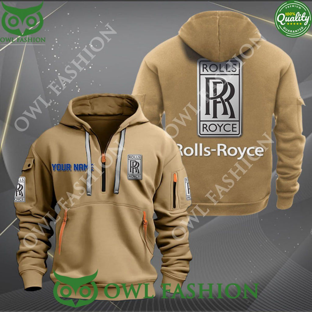 Rolls Royce Brand Logo Personalized 2D Half Zipper Hoodie