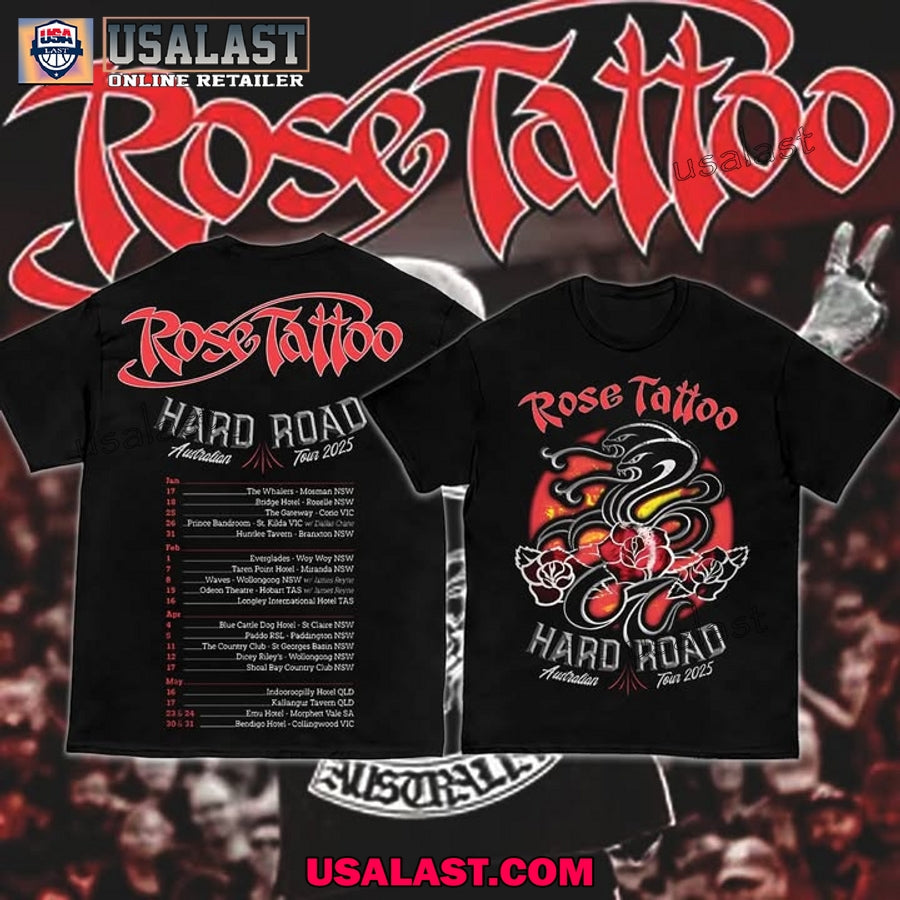 Rose Tattoo Rock Legend Tour Australia 2025 Tee Shirt
