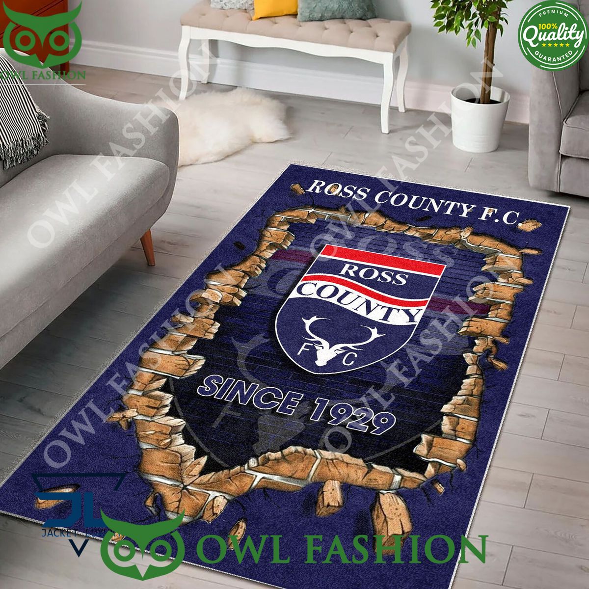 Ross County F.C. 1789 Scottish Broken Wall Living Room Carpet