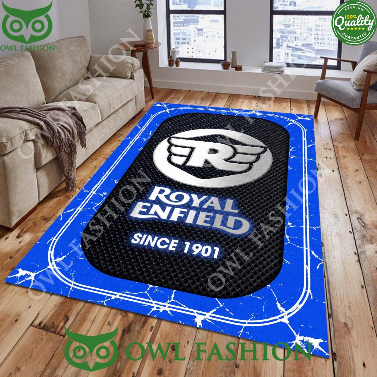 Royal Enfield 1901 brand Logo Custom Color Rug Carpet