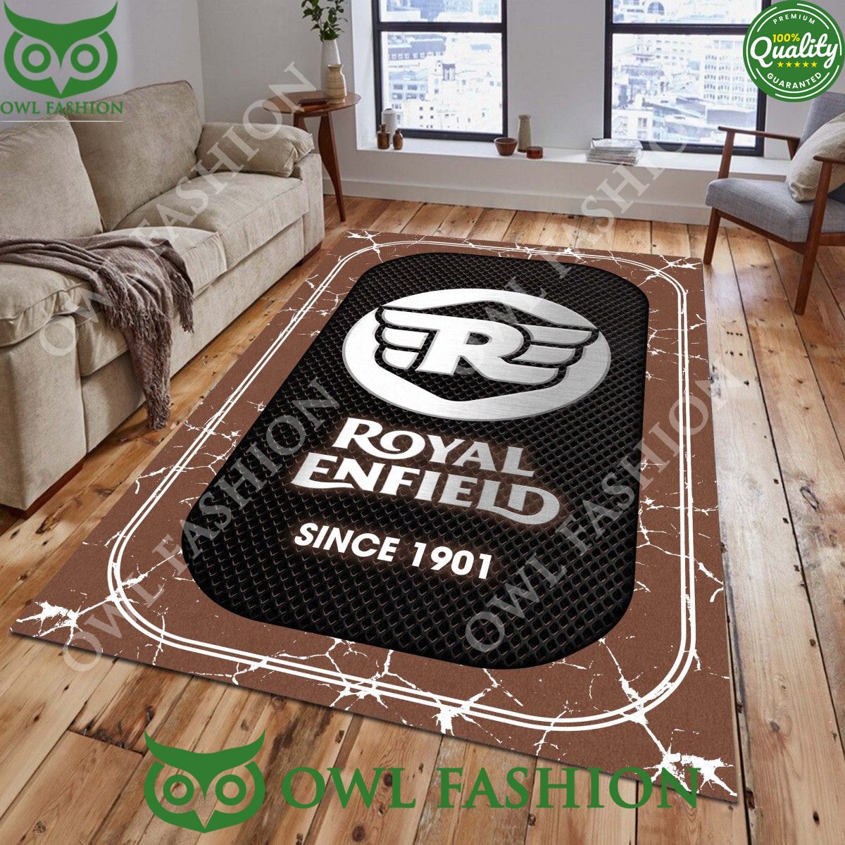 Royal Enfield 1901 brand Logo Custom Color Rug Carpet