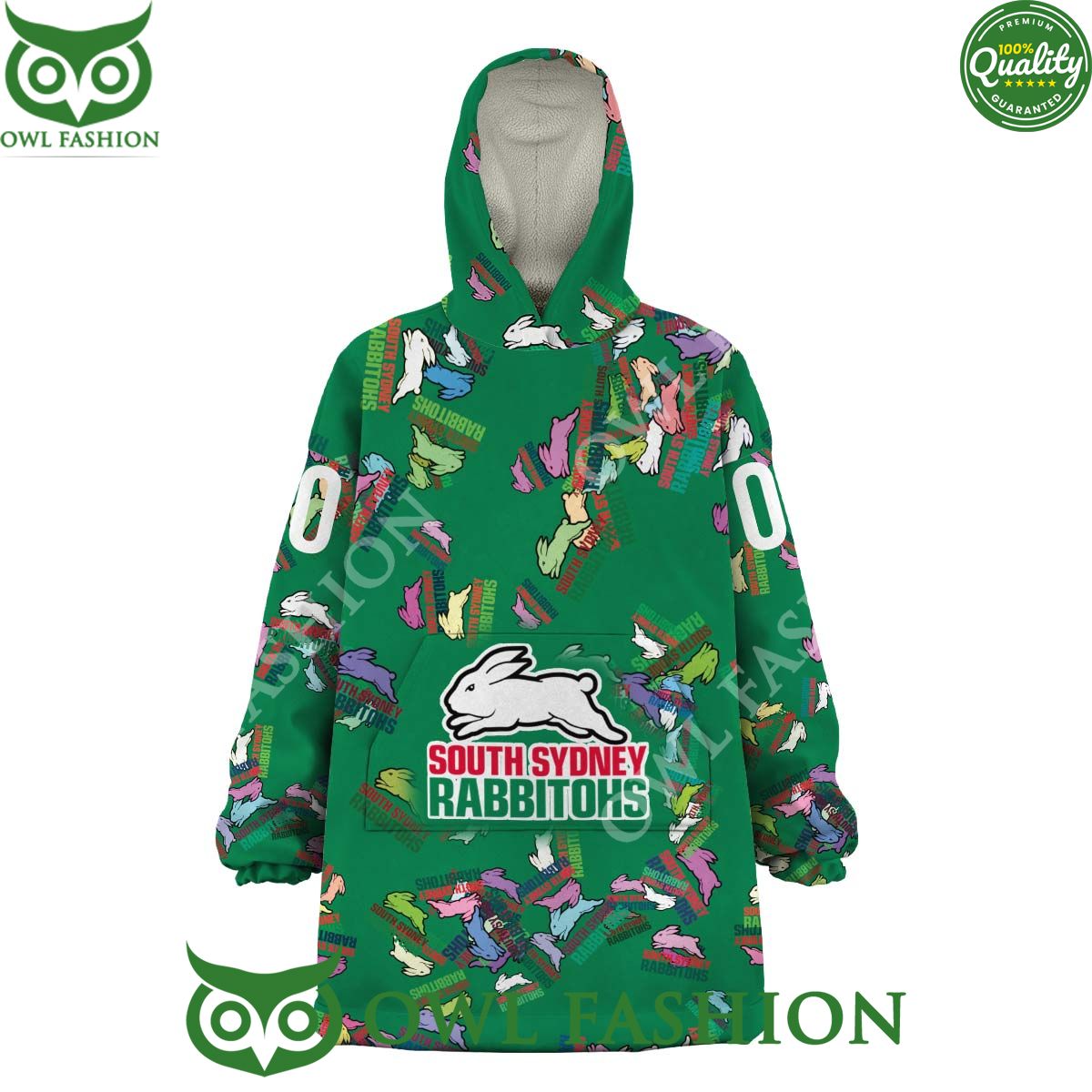 Rugby League South Sydney Rabbitohs Logos pattern NRL Custom fleece blanket hooodie