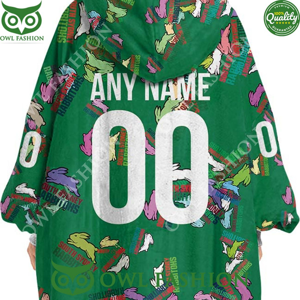 Rugby League South Sydney Rabbitohs Logos pattern NRL Custom fleece blanket hooodie