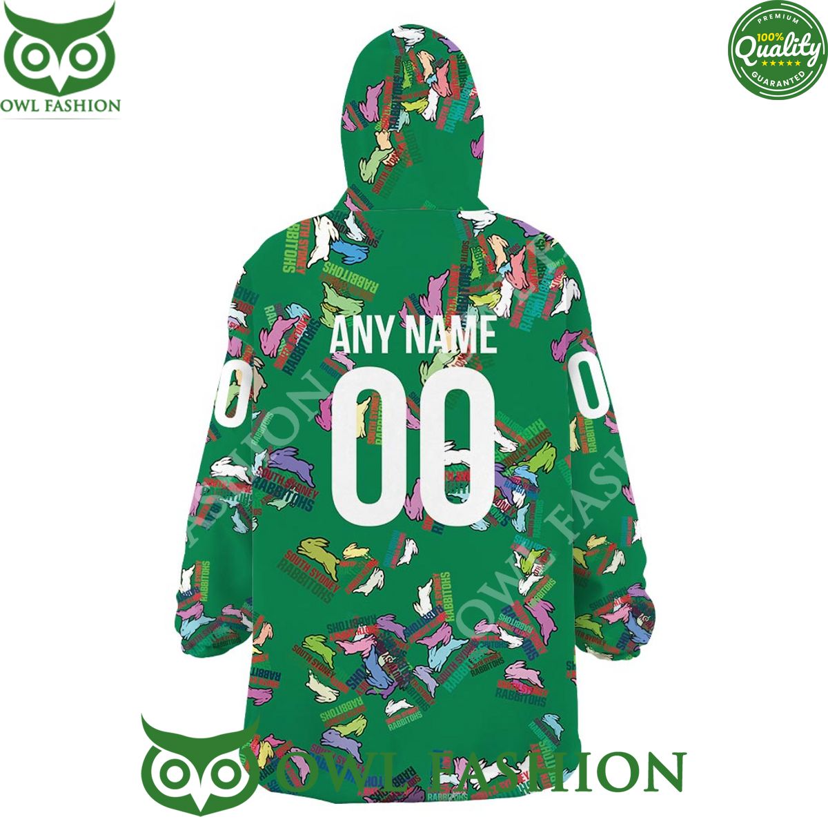 Rugby League South Sydney Rabbitohs Logos pattern NRL Custom fleece blanket hooodie