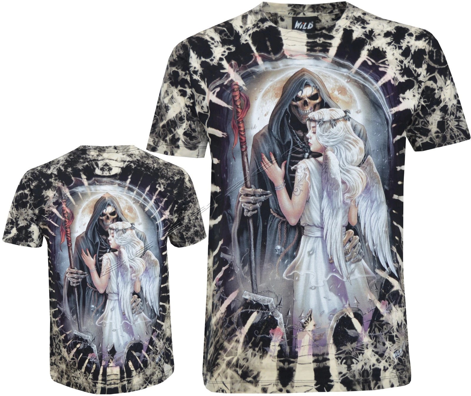 Tie Dye T-shirt Grim Reaper Angel Taken to the Dark Side Glow inthe Dark by Wild