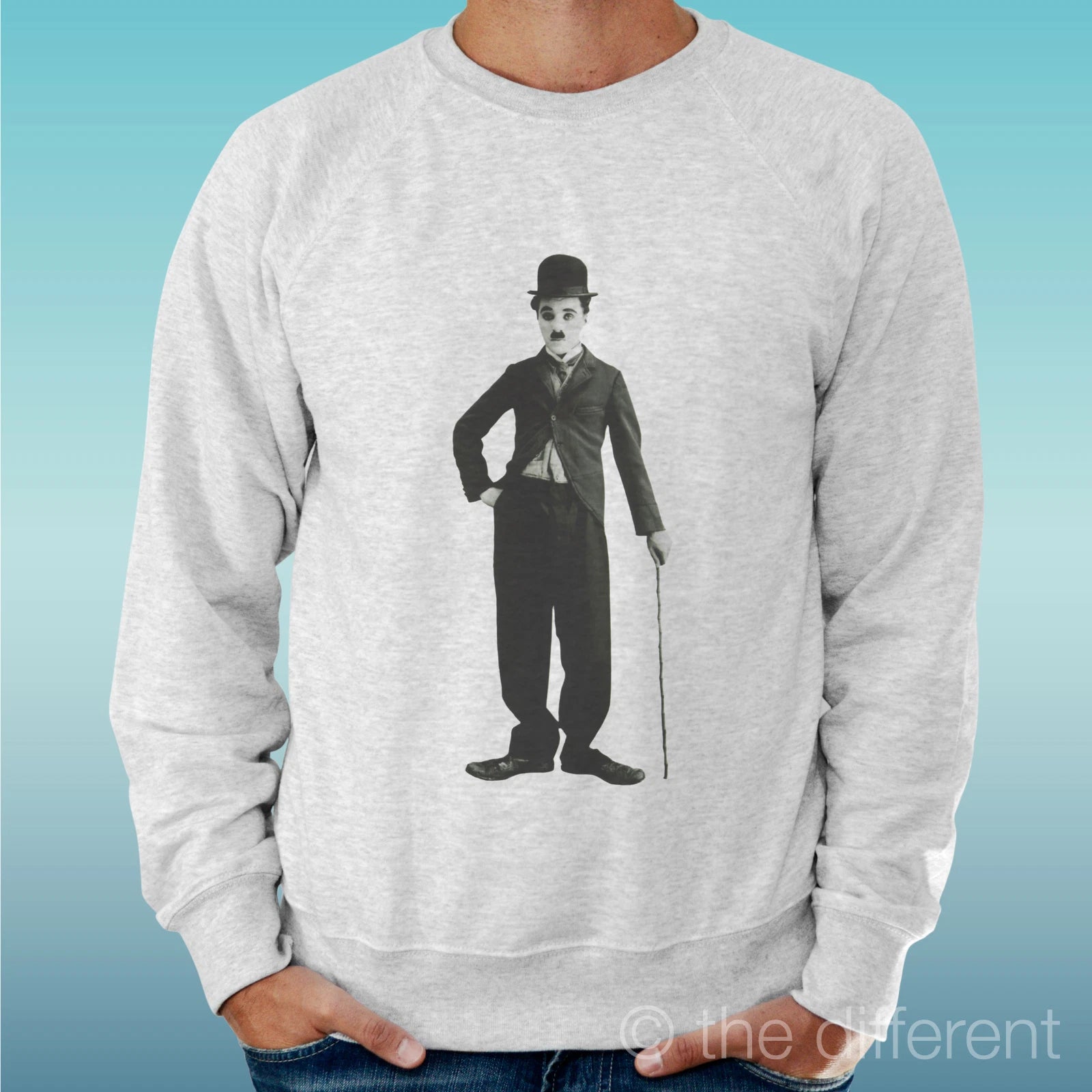 Felpa Man Light Sweater Light Grey " Charlie Chaplin Vintage "
