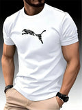 Men’s Luxury Fox Leopard Print T-Shirt Crewneck Casual Y2K Summer Fashion Tee