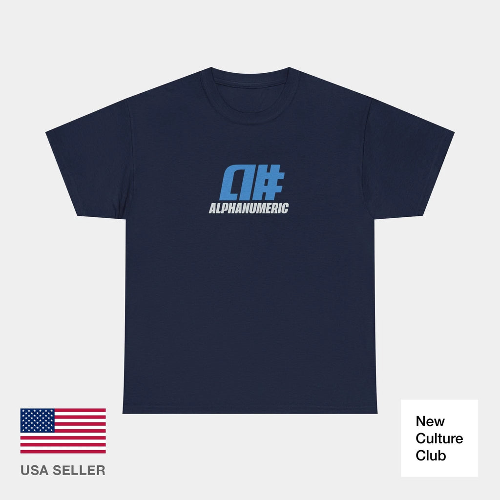 alphanumeric skateboards a# 1998 Vintage Logo Blue Classic Skate TShirt Print