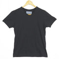 wjk Men's V-Neck Embroidered T-Shirt Black Short Sleeve Size S Polyester Cotton