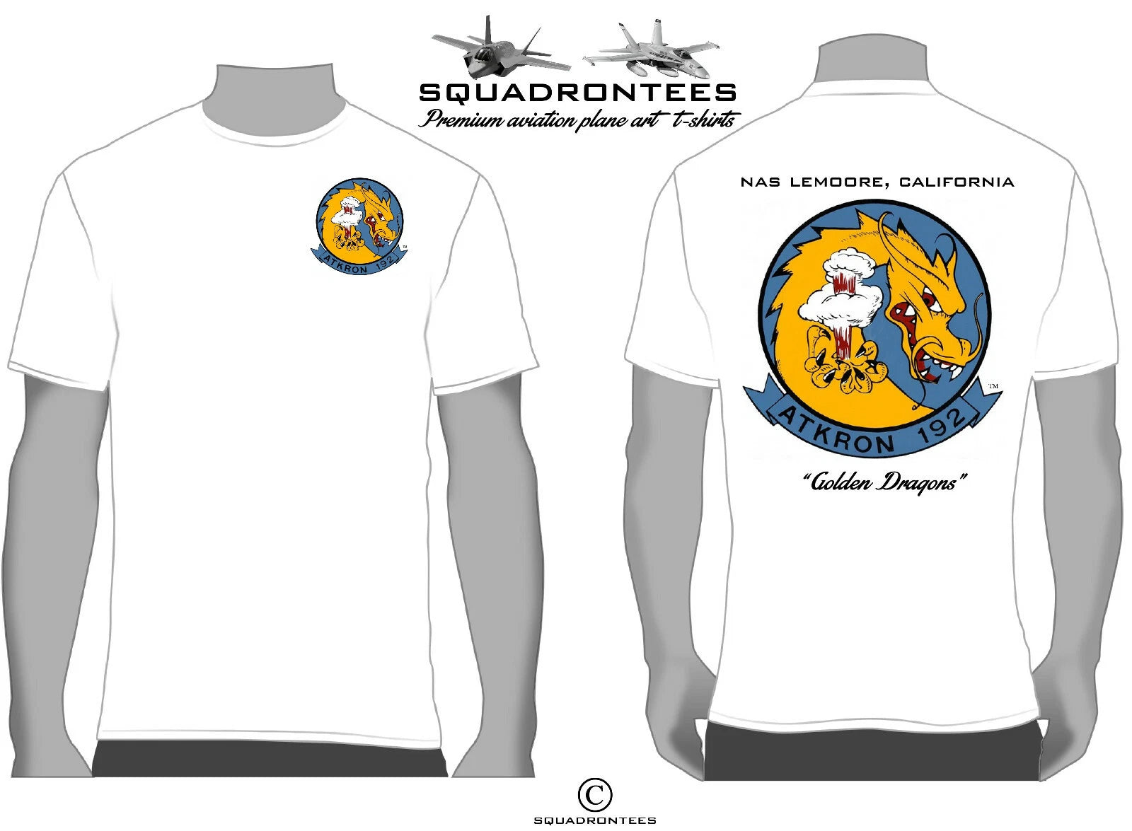 VA-192 Golden Dragons Logo Back Squadron T-Shirt - USN Licensed Product