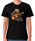 Bear Playing Guitar T-Shirt Funny Music Animal Graphic Unisex Tee