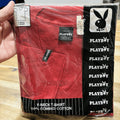 PLAYBOY Vintage NOS New 80s 90s V Neck Red T Shirt Bunny Single Stitch