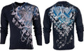 Archaic by Affliction Men's Thermal Shirt WOODCUTS Black Biker