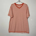 Lululemon Striped Orange White V Neck Tee Shirt Mens Size L Casual Knit Top