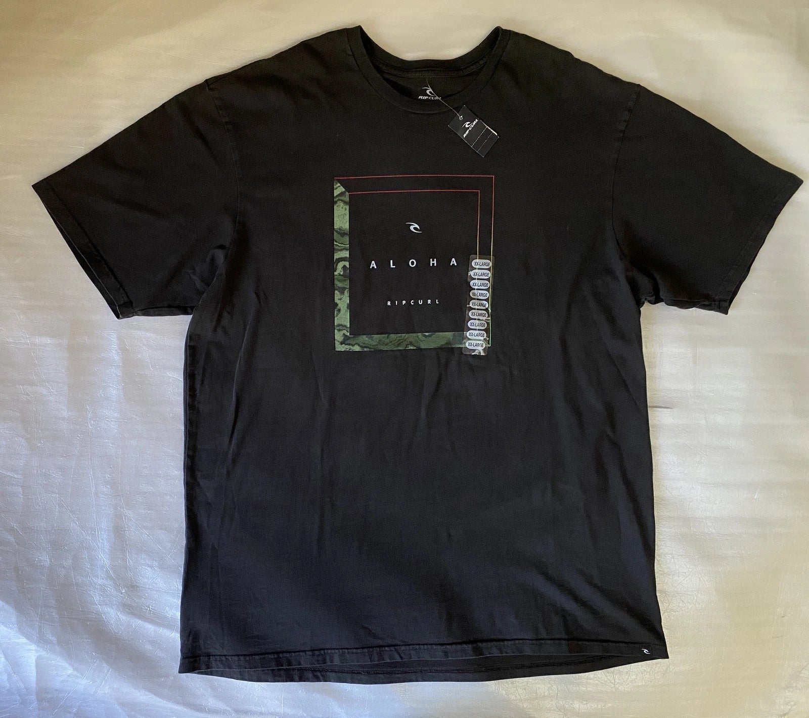 Rip Curl Aloha T-Shirt Standard Fit Men's XXL Black Soft Casual Graphic Tee