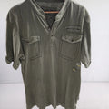 Modern Culture Mens Olive Green Henley Shirt Patches Pockets Extra Large XL