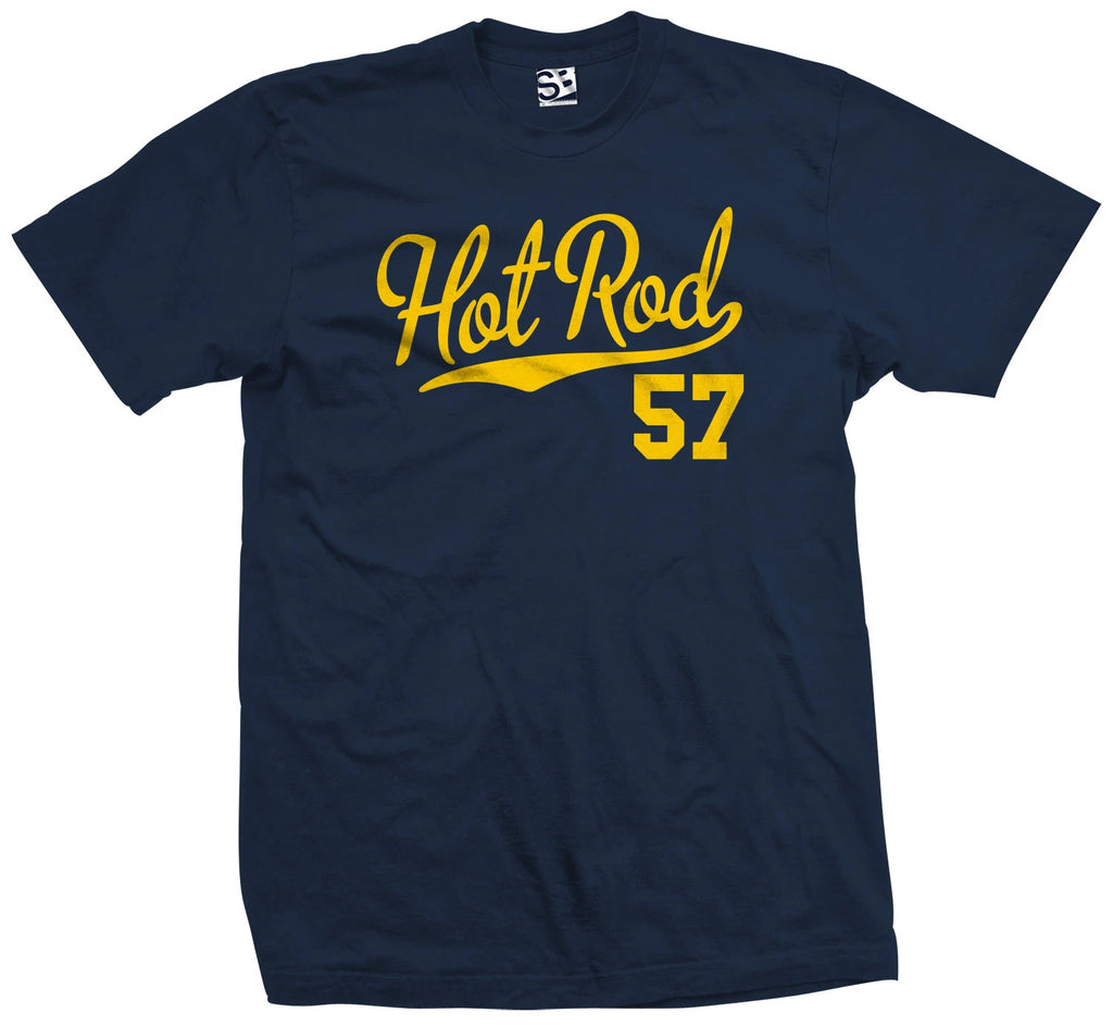 Hot Rod 57 Script T-Shirt | 1957 Custom Pickup Coupe Rat Race Car Jersey Tee