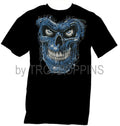 1-TERMINATOR SKULL BLUE EVIL ROBOT FACE HALLOWEEN GEAR GRAPHIC PRINTED T-SHIRT
