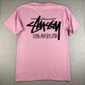 Stussy Los Angeles Shirt Mens M Pink Logo Streetwear Skate Surf Graphic Tee
