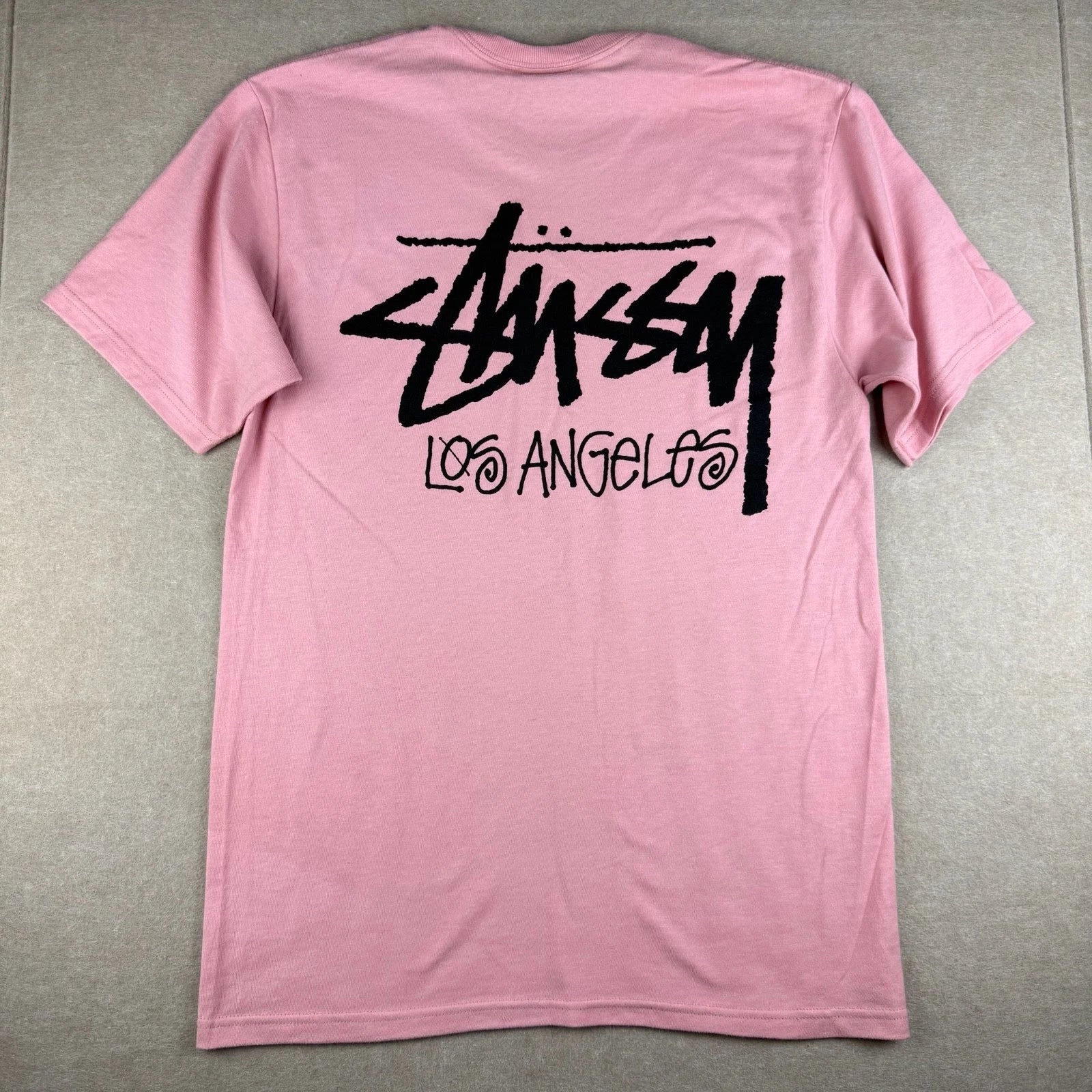 Stussy Los Angeles Shirt Mens M Pink Logo Streetwear Skate Surf Graphic Tee