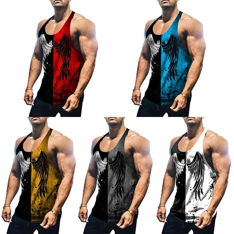 Bodybuilding Tops Tank Top Sports Vest Gym Tee Muscle Shirtcrew Neck #
