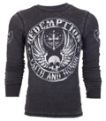Archaic by Affliction Men's Thermal Shirt Crossed Death Biker Tattoo