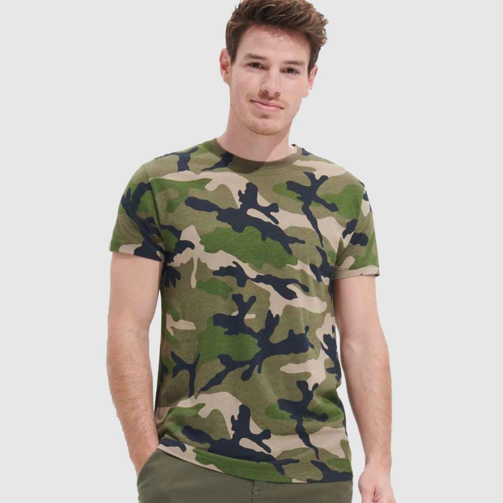 SOL'S Camo Men's T-Shirt Military Army Jungle 100% Ringspun Slim Fit Summer Top