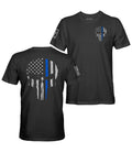 Thin Blue Line USA American Skull Flag Patriotic Police T-Shirt