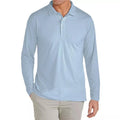JUMP START MEN'S MODERN FIT LONG SLEEVE POLO SHIRT - SIZE: MEN L - LIGHT BLUE