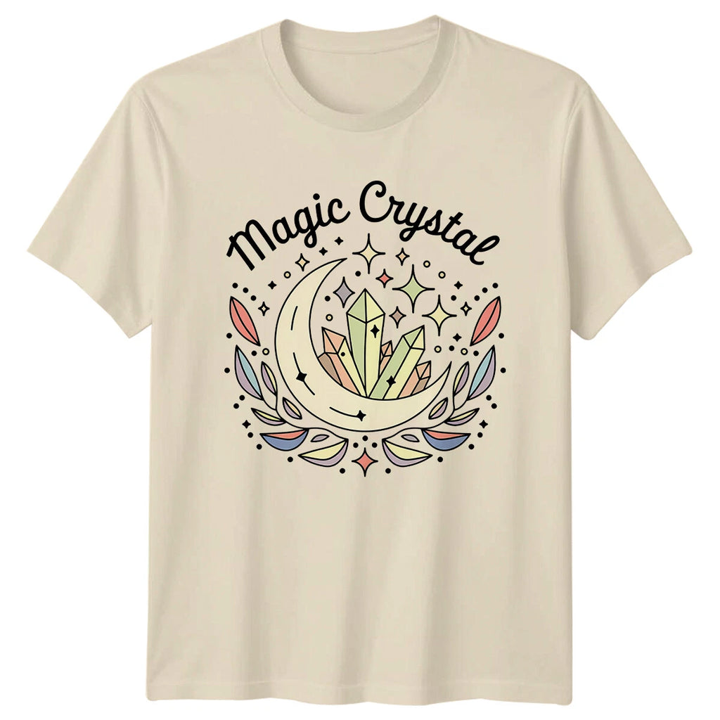Magic Crystal Moon Boho Celestial Graphic T-Shirt Mystical Tee