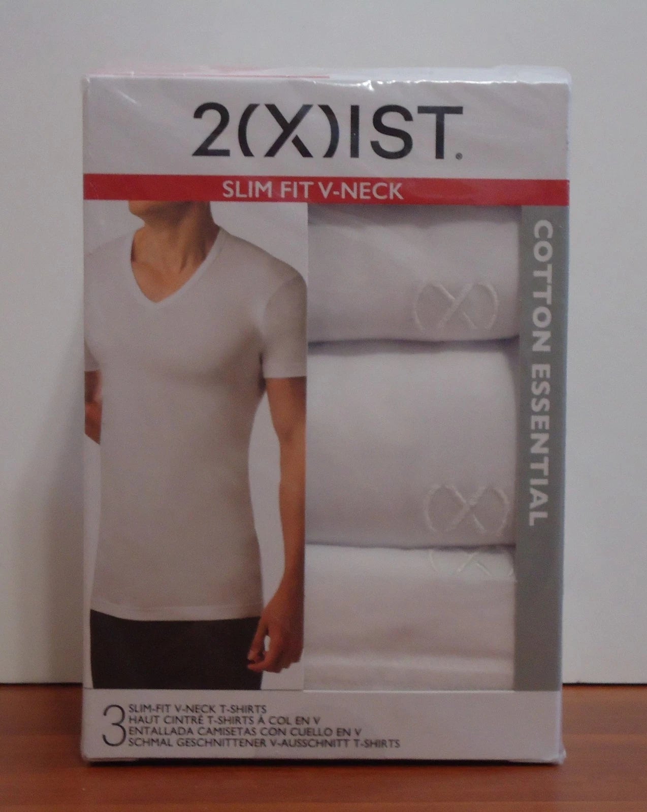 2(X)IST Men's 3-Pack Slim Fit V-Neck Cotton Essential T-Shirt White Size XL