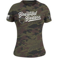 Grunt Style Women's Beautiful Badass T-Shirt - Woodland Camo