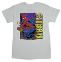 Spider-man New Adult T-Shirt - Flying In Purple City Vertical Logo
