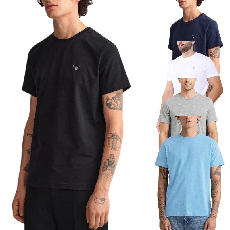 GANT Mens T Shirt Crew Neck Short Sleeve Cotton Logo Top Summer Casual Tee NEW