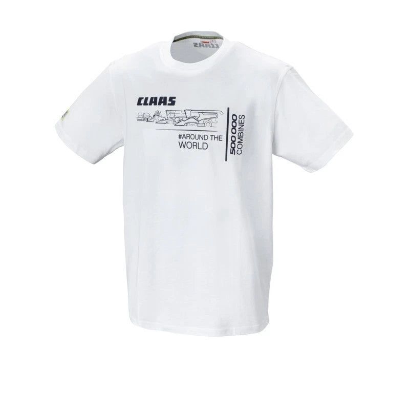 NEW MENS CLAAS 500,000 COMBINES T-SHIRT - WHITE