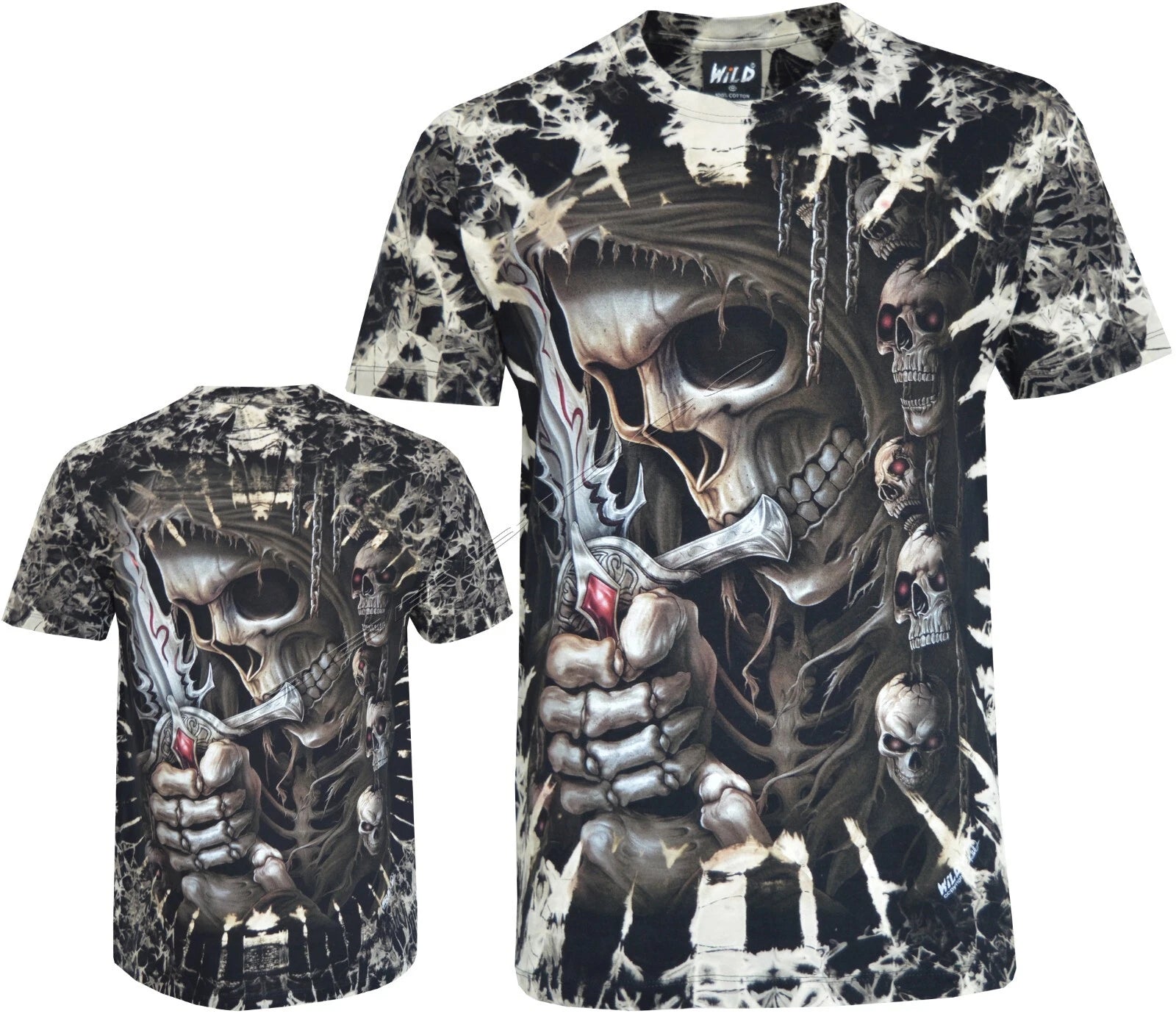 Tie Dye T-Shirt Grim Reaper Spirits of the Sword Fantasy Glow inthe Dark by Wild
