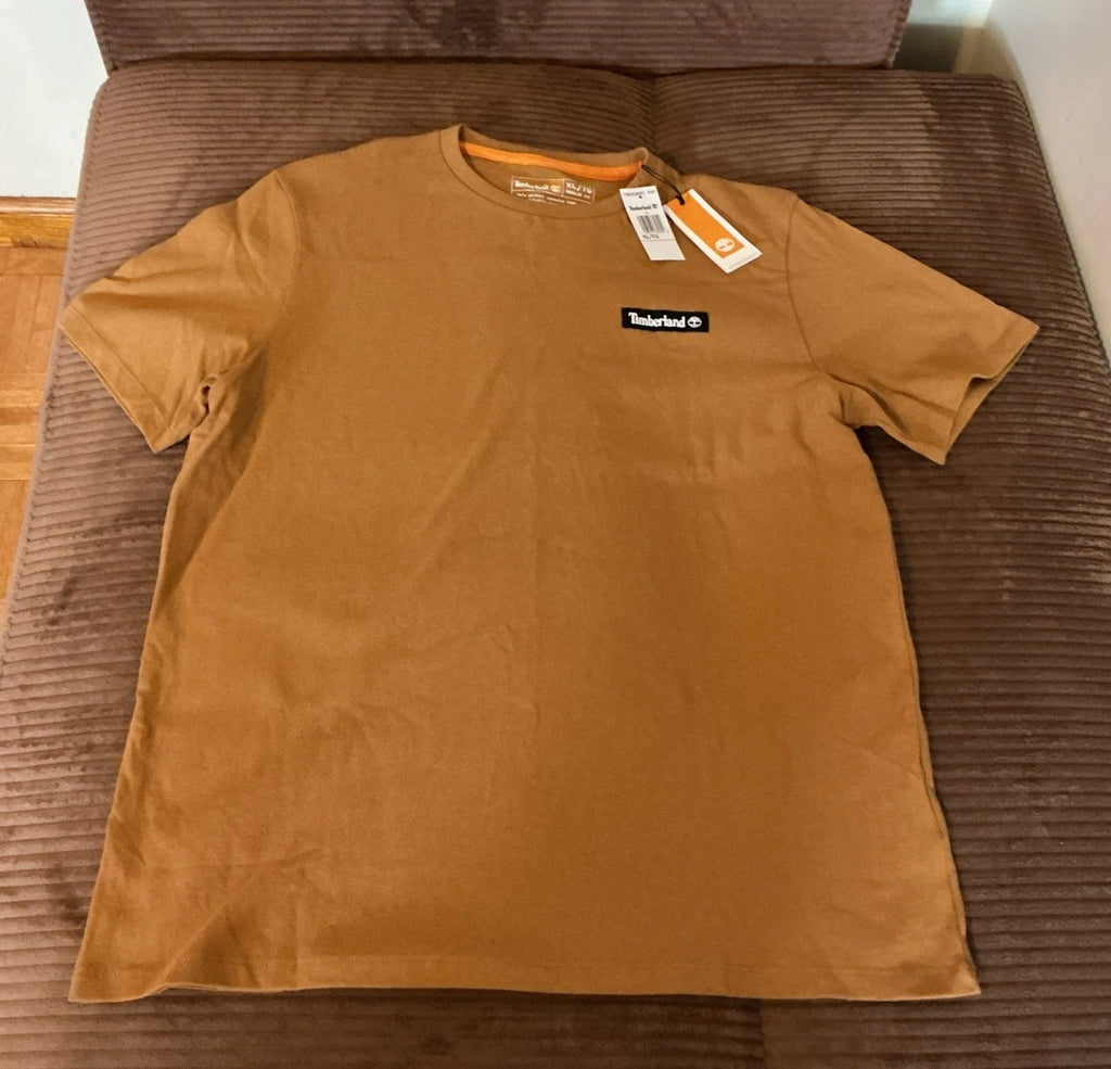 Timberland Men’s XL Woven Badge Crewneck T-Shirt Wheat
