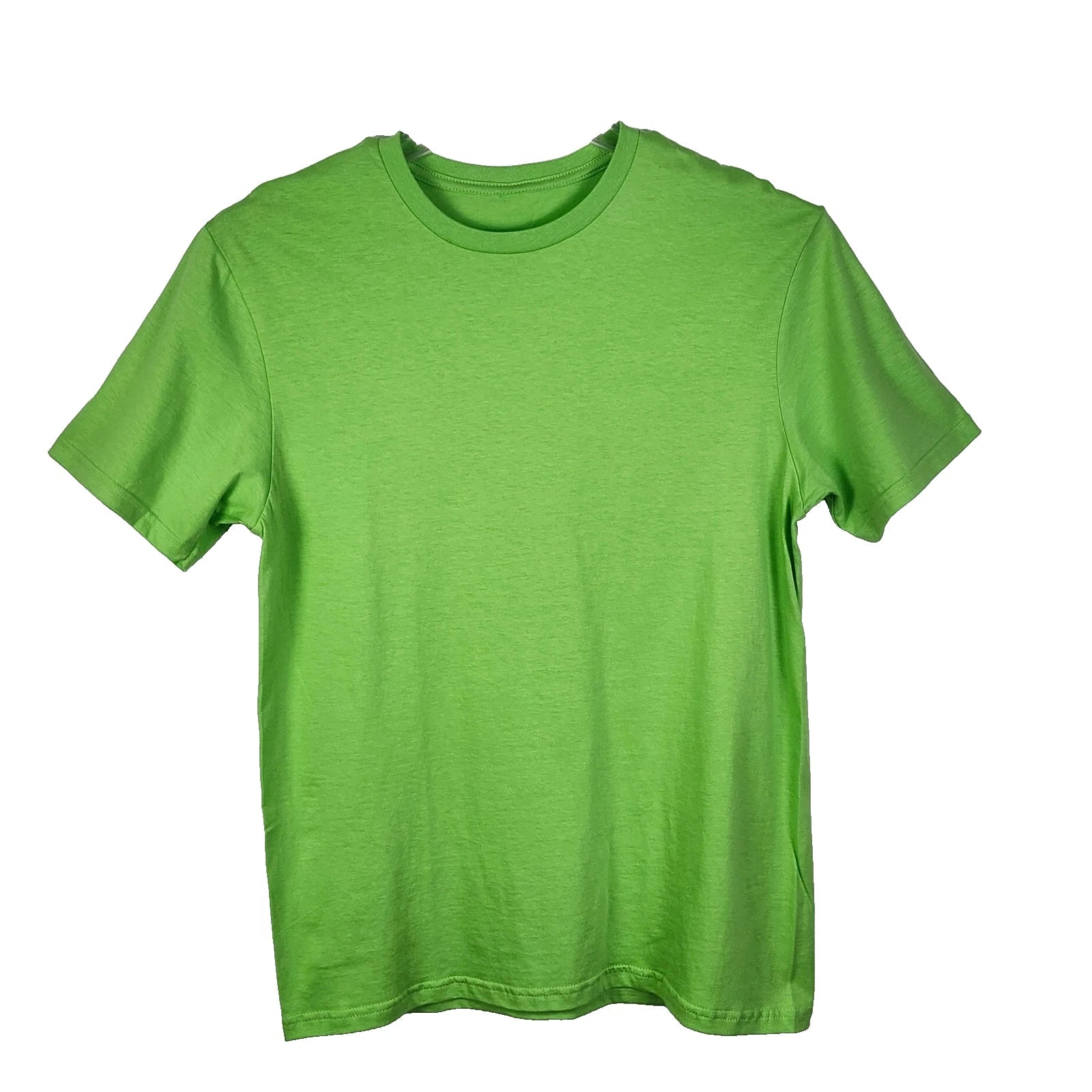 Men T-Shirt Crew Neck Short Sleeve Blank Lime Medium