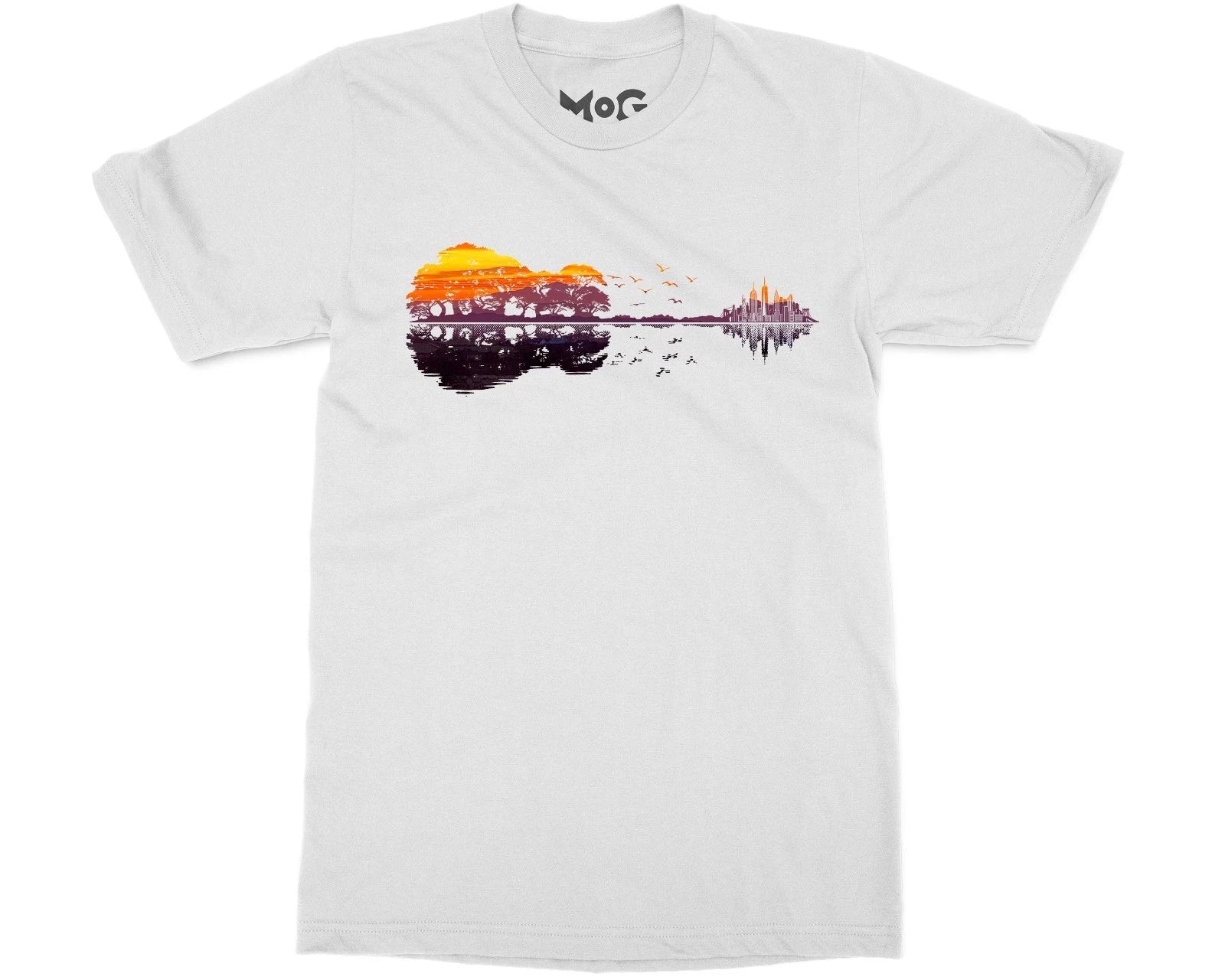 Guitar Tree Reflection T-shirt Music Nature Lovers Gift Musicians Guitarists Tee