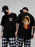Japanese Anime Men's Oversized T-Shirt Y2K Harajuku Graphic Print Streetwear Tee