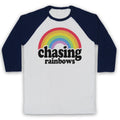 CHASING RAINBOWS UNOFFICIAL BRITPOP LEGENDS SLOGAN 3/4 SLEEVE BASEBALL TEE