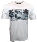Mens T Shirt-Newport Blue- Size Medium-Palm Trees-Happy Hour-permeant vacation