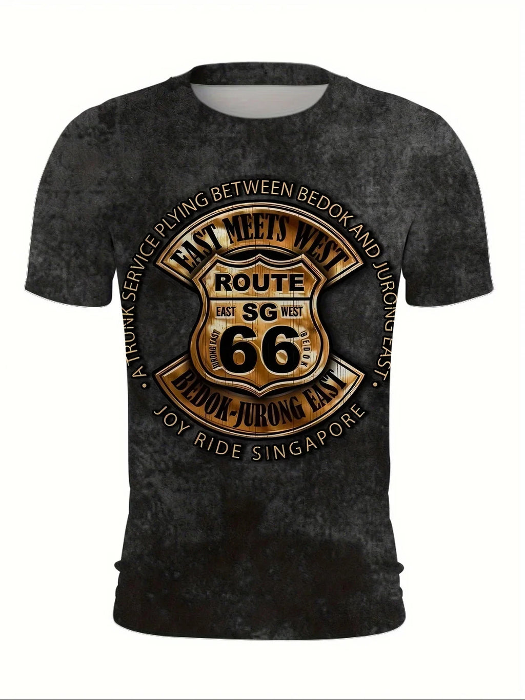 new Men's Retro Route 66 Letter Print T-Shirt – Short Sleeve Crew Neck Summer