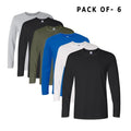 Gildan 6-Pack Long Sleeve Crew Neck T-Shirt 100% cotton Multicolor Tee