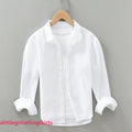 Men's Casual Crinkled Double Gauze Long Sleeve Shirt for Men Cotton Yarn Soft