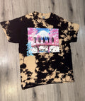 Gildan Tokyo Tie-Dye Graphic Print Black Beige T-Shirt Mens M