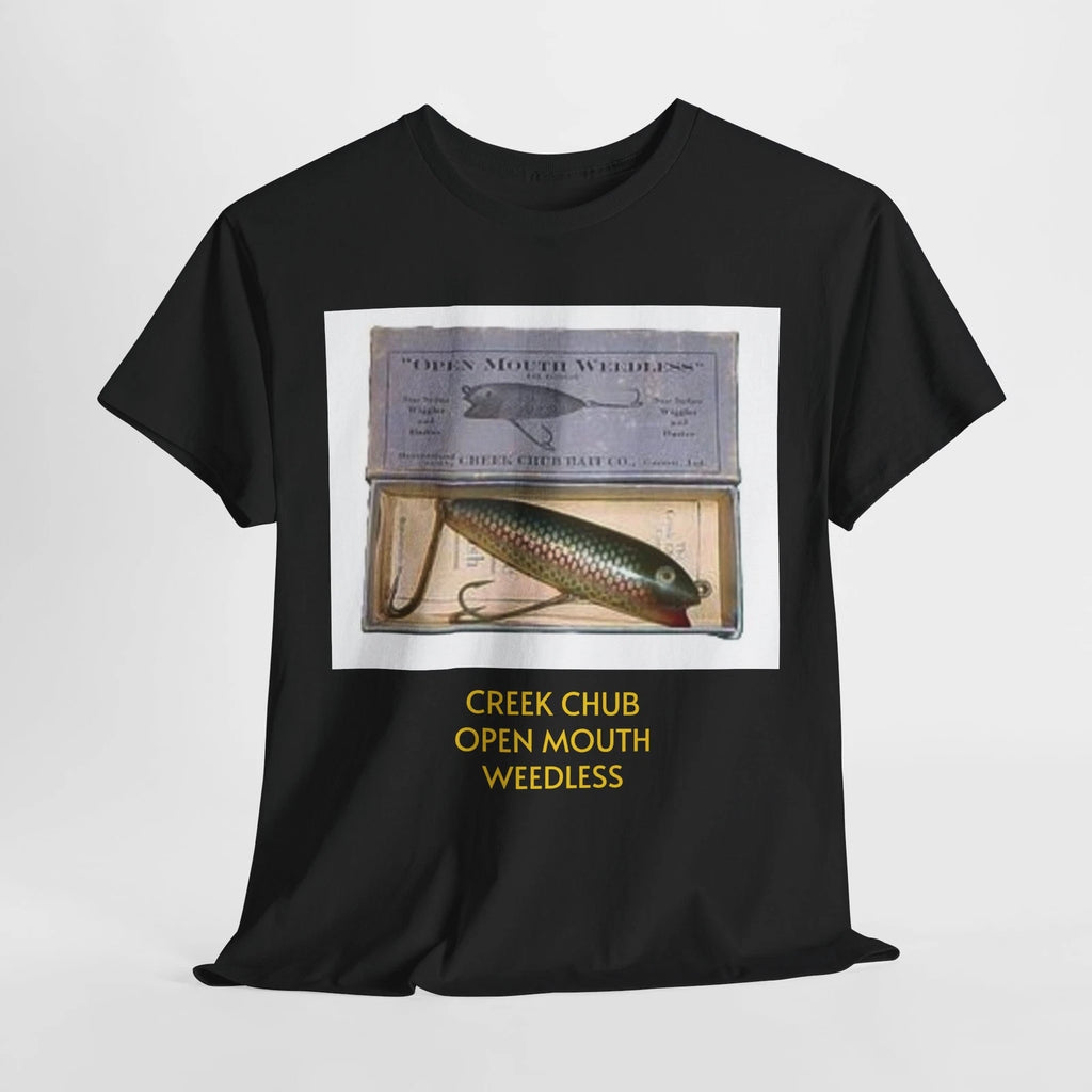 VINTAGE FISHING LURE- CREEK CHUB OPEN MOUTH WEEDLESS Unisex Heavy Cotton Tee